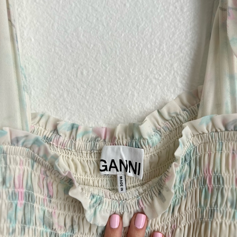GANNI Georgette Tiered Dress - Tofu - Picture 3 of 10